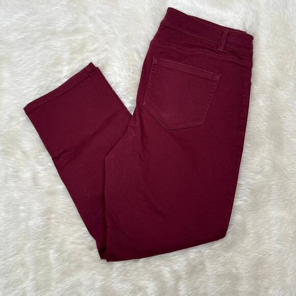 J. Jill Christian Siriano Merlot red maroon burgundy Straight Leg Ankle Jeans 10 - Picture 2 of 10